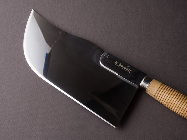 K Sabatier - Curved Leaf Cleaver- Stainless - 12" No. 24 - Boxwood Handle - Mirror Polished