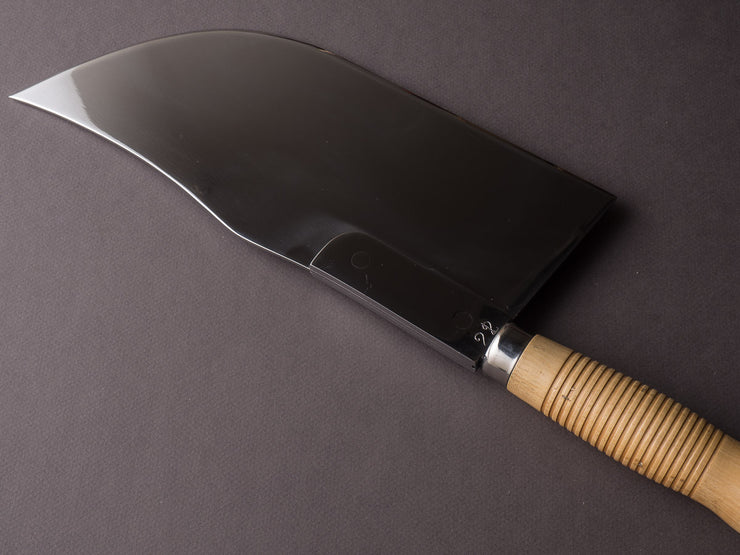 K Sabatier - Curved Leaf Cleaver- Stainless - 12" No. 24 - Boxwood Handle - Mirror Polished