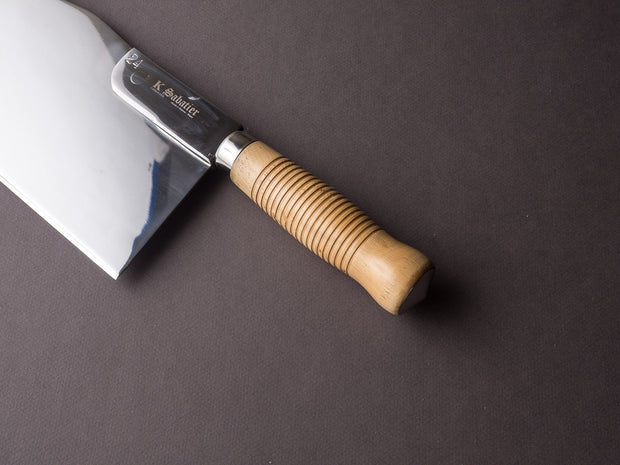 K Sabatier - Curved Leaf Cleaver- Stainless - 12" No. 24 - Boxwood Handle - Mirror Polished