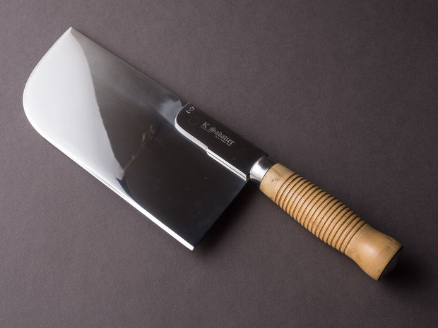 K Sabatier - Straight Leaf Cleaver - Stainless - No. 2 950g - Boxwood Handle - Mirror Polished