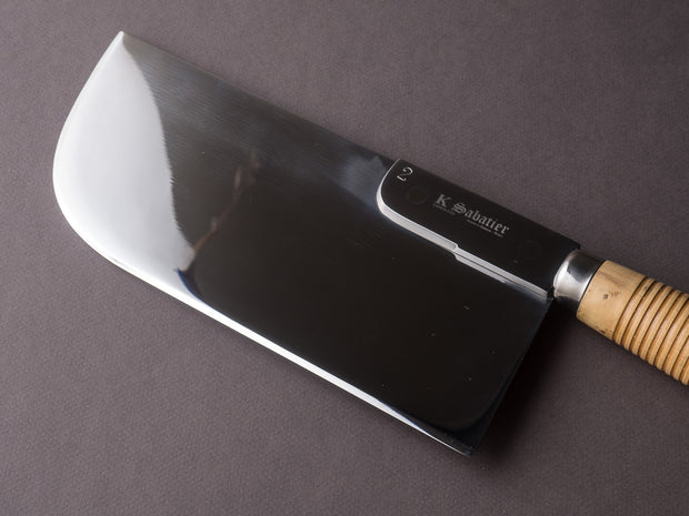 K Sabatier - Straight Leaf Cleaver - Stainless - No. 2 950g - Boxwood Handle - Mirror Polished